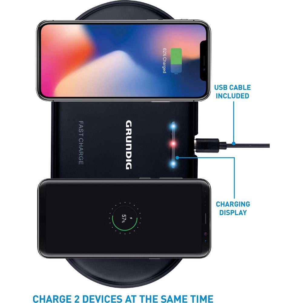 Caricabatterie Wireless per 2 Dispositivi Stazione Ricarica Smartphone Telefoni