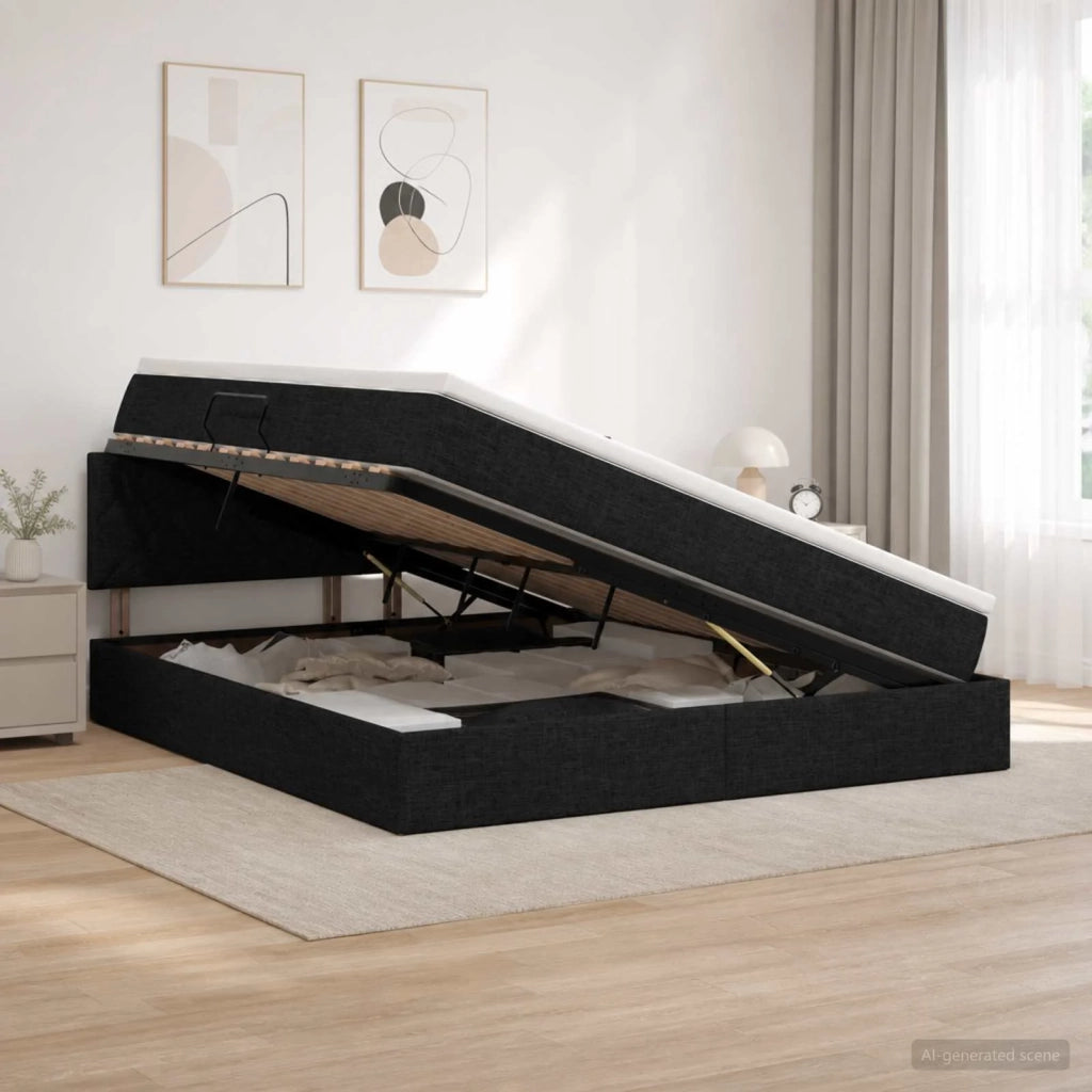 Letto con contenitore e materasso Nero 140 x 190 cm Velluto 3458684