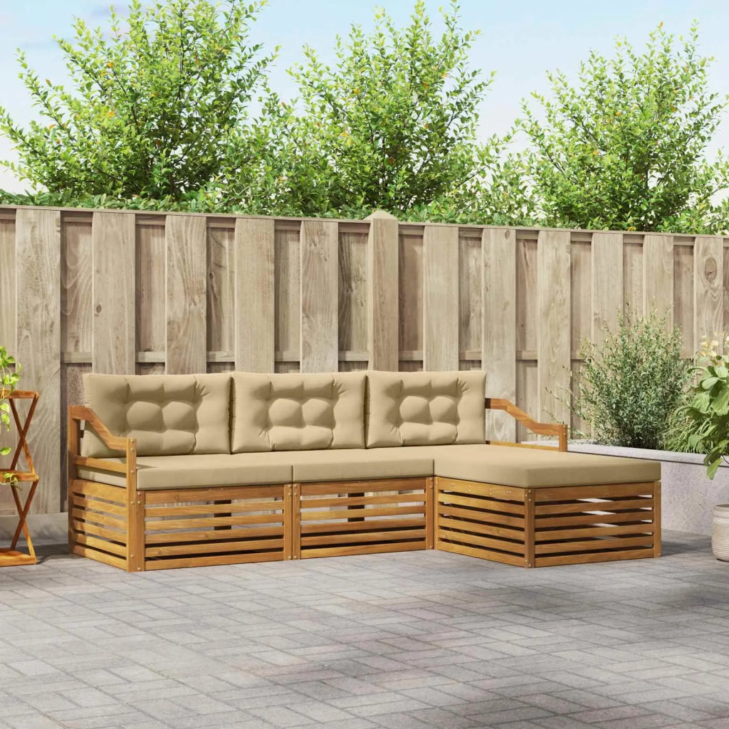 Set di divani da esterno con cuscino 4 pcs Naturale e Beige 3373278