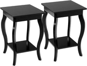 Tavolo Angolare Quadrato, Tavolini Bassi, Tavolini Bassi in Legno, Design a Due Livelli, Multiuso, per Soggiorno, Camera da Letto, Dimensione Compatta (Nero 2)