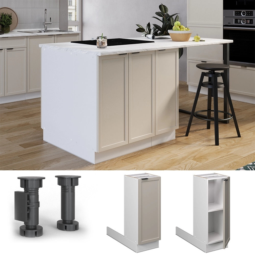 Isola da cucina Fame-Line GrigioBeige/Bianco 30 cm senza piano di lavoro Vicco