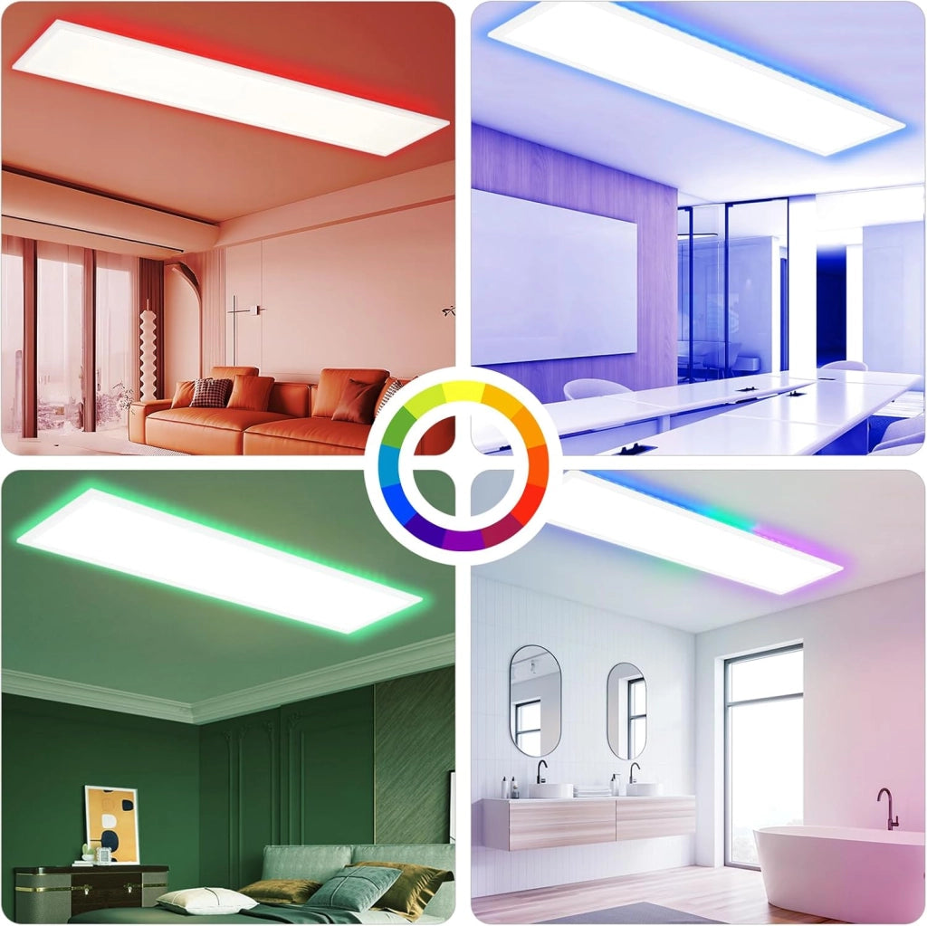 ZMH Lampada da soffitto plafoniera LED dimmerabile pannello lungo RGB per soggiorno officina corridoio