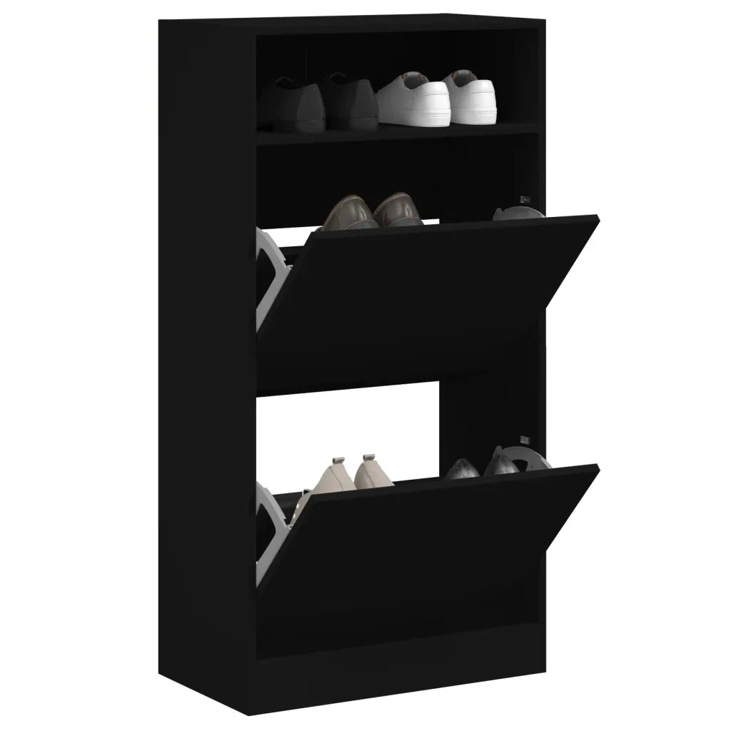 Scarpiera Nera 60x34x116 cm in Legno Multistrato 840016