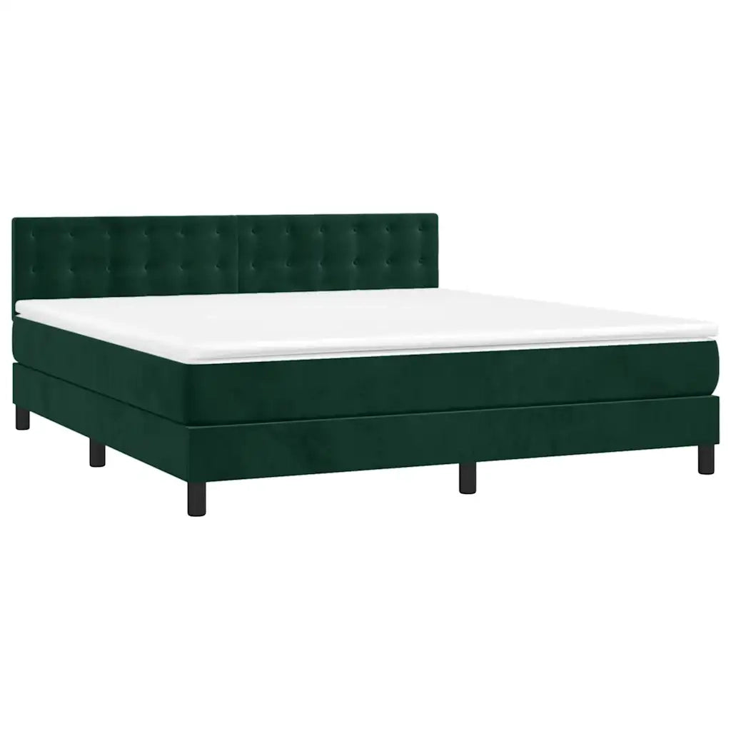 Letto a Molle con Materasso e LED Verde Scuro 180x200cm Velluto 3134660