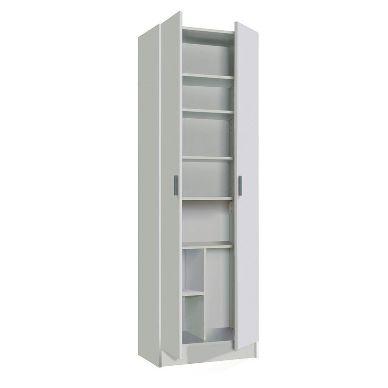 Armadio multiuso a piu' ripiani 180x58x37 cm bianco