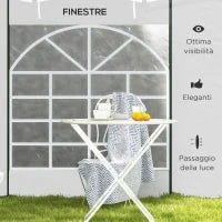 Set 2 Pareti per Gazebo 3x3 m e 3x6m con Finestre e Tende Avvolgibili, 295x195cm, Bianco