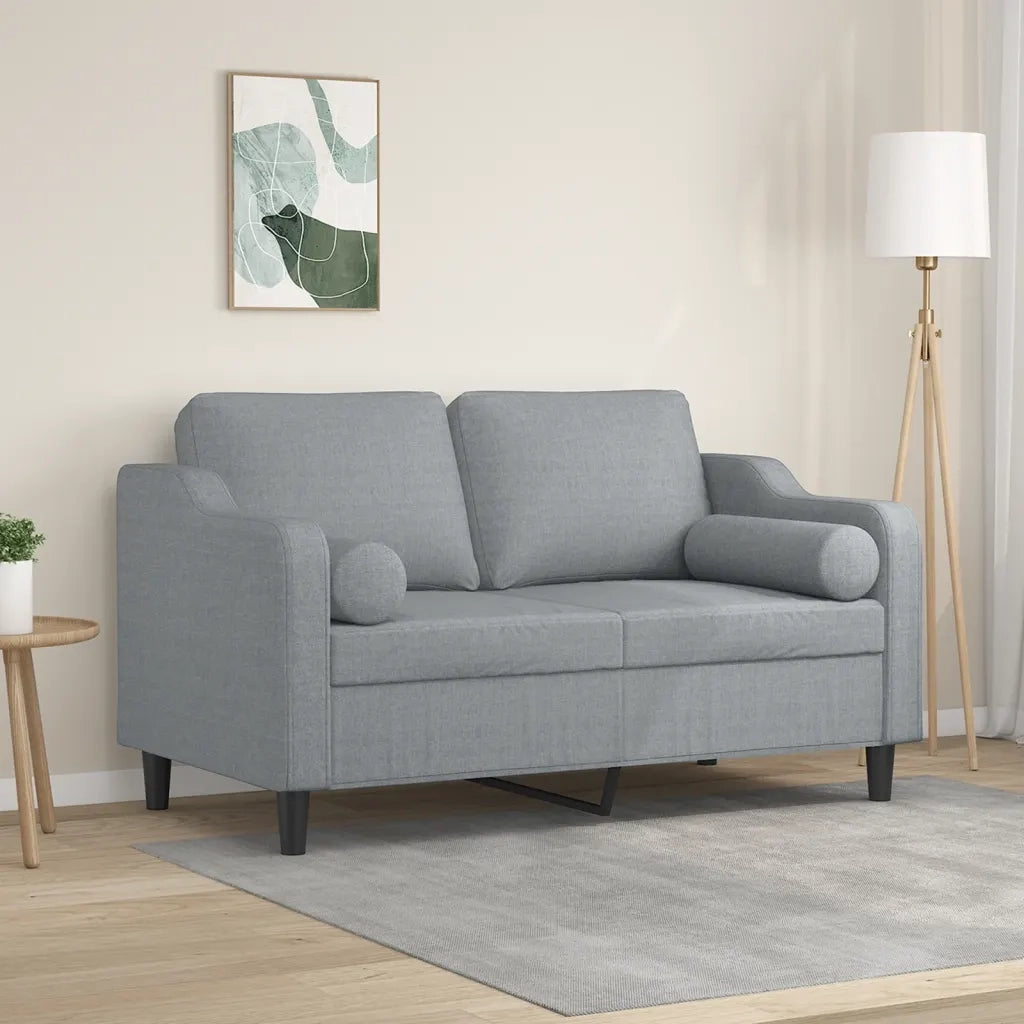 Divano a 2 Posti con Cuscini-Sofa 2 Posti con Cuscini Grigio Chiaro 120 cm in Tessuto 718638