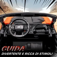 Macchina Elettrica per Bambini 3-8 Anni 24V a 2 Posti, Doppio Motore, Telecomando e Soft Start, Arancione