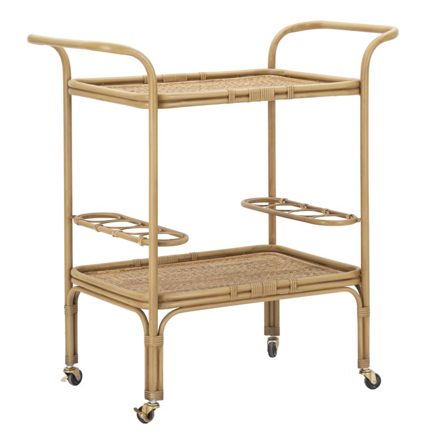 Carrello Panama 2 Ripiani 83x46x87,5 cm in Rattan