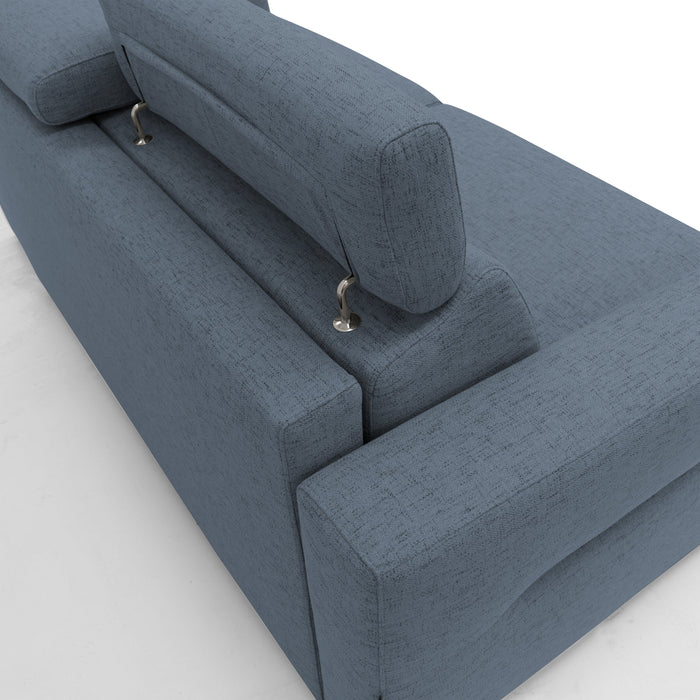 Avalon Divano letto con materasso H18 200 cm (mat. 140x197 cm) blu