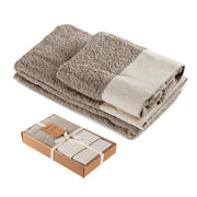 Set Asciugamani Bagno 2 Pezzi con Balza in Lino – Salvietta + Ospite – Morbidi, Super Assorbenti e Delicati sulla Pelle – Certificati OEKO-TEX – Eleganti e Resistenti  Ciotoli