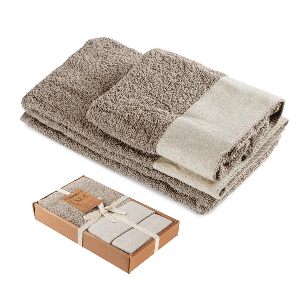 Set Asciugamani Bagno 2 Pezzi con Balza in Lino – Salvietta + Ospite – Morbidi, Super Assorbenti e Delicati sulla Pelle – Certificati OEKO-TEX – Eleganti e Resistenti  Ciotoli
