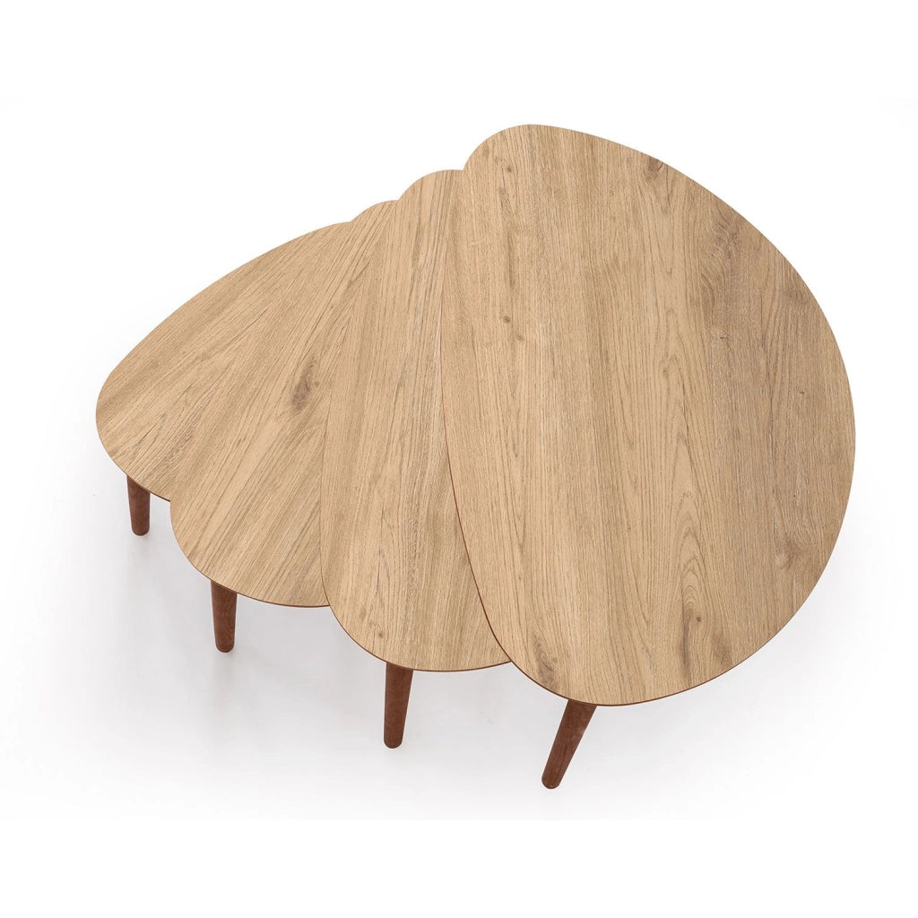 Nora" 4 pezzi tavolo nido in legno 68 x 45 x 55 cm - Rovere