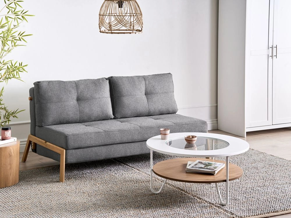 Divano Letto Tessuto colore Grigio Scuro Cuscini 2 Posti stile Scandinavo soggiorno