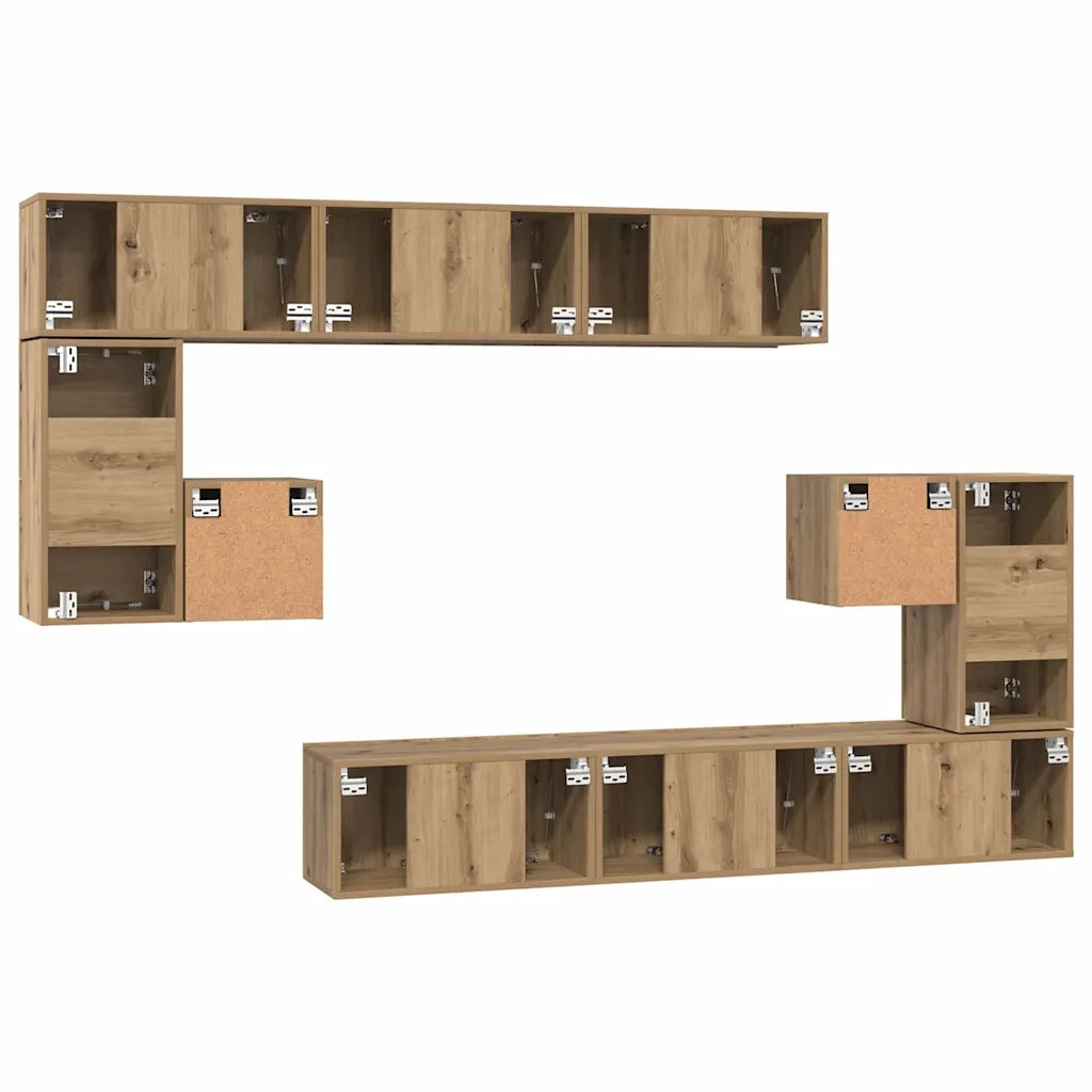 vidaXL Set mobile TV 10 pcs rovere artigianale 60 x 30 x 30 cm