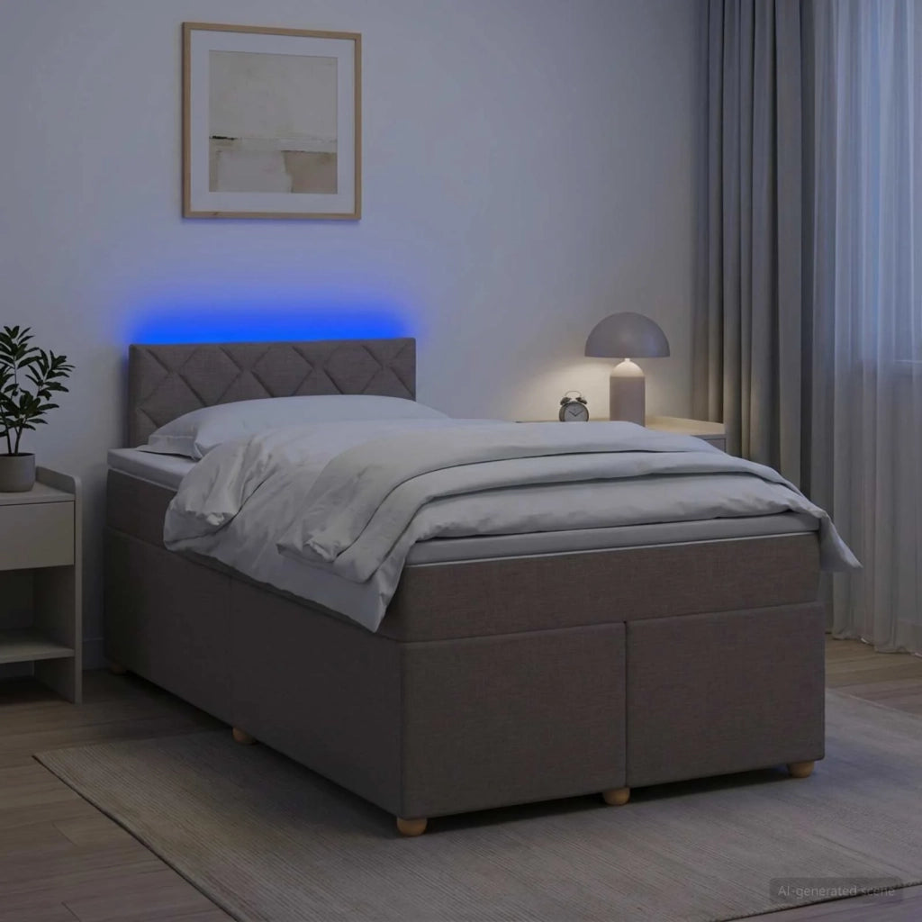 Letto box spring con materasso Tortora 120 x 190 cm Tessuto 3452384