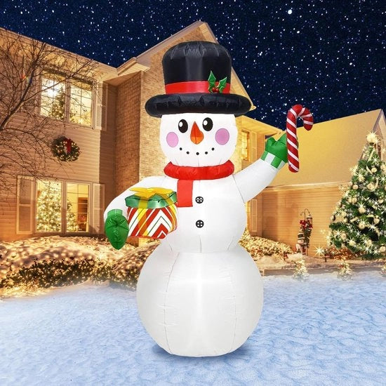 Decorazione di Natale inflazionabile con ciotola di zucchero Decorazione di Natale inflazionabile con scatola regalo 4 Lampadine LED integrate chiare per decorazione di Natale all'aperto