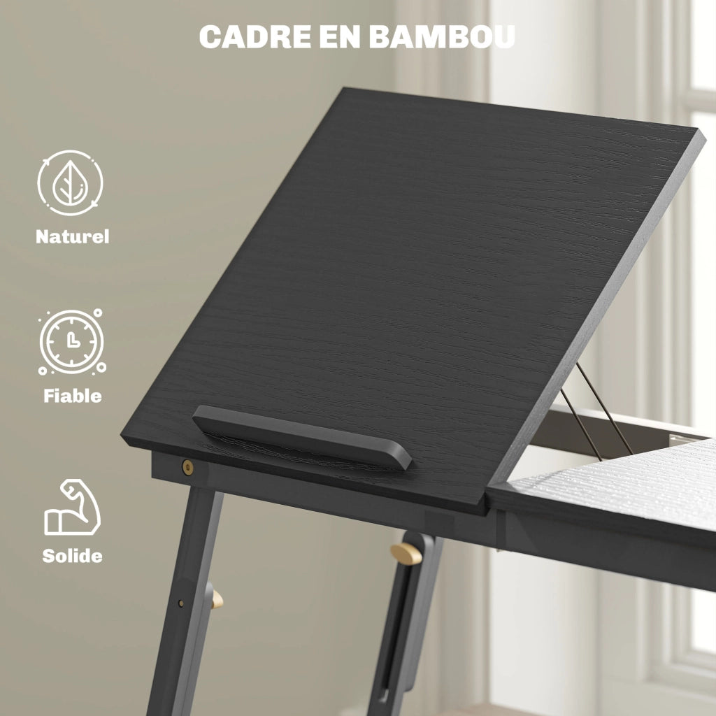 Tavolo da letto regolabile in bamb¨´ ¨C zephmum ¨C 83,5x33x34cm nero