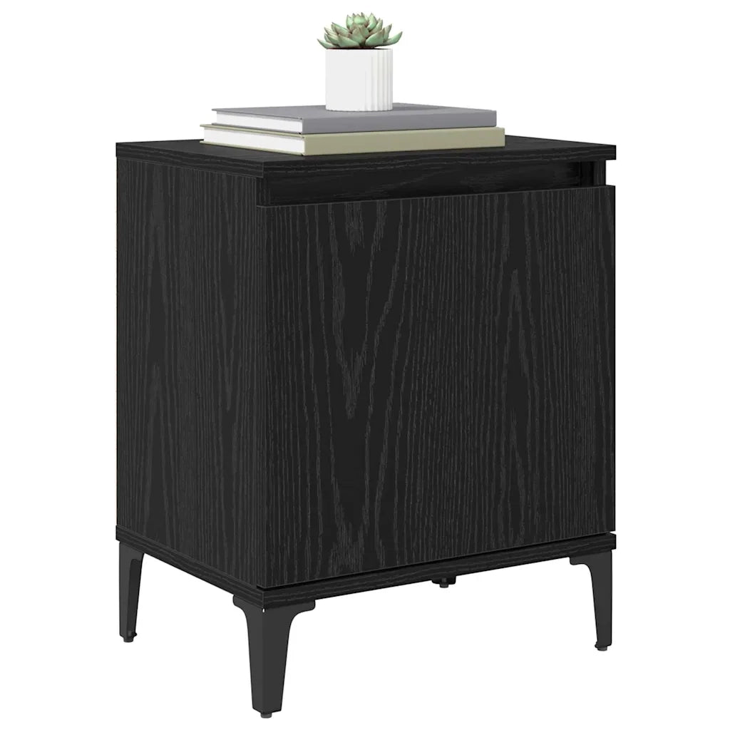 Comodino | Armadio da Notte | Mobiletto da notte Rovere Nero 40 x 30 x 50 cm Legno multistrato
