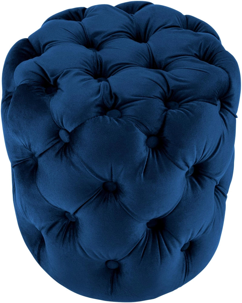 Pouf Drancy in velluto trapuntato blu,M