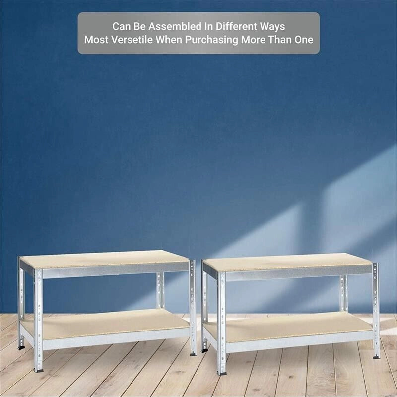 2 SCAFFALI IN METALLO ZINCATO CON PIANI IN TRUCIOLATO 90 X 40 X 174 CM 4 RIPIANI