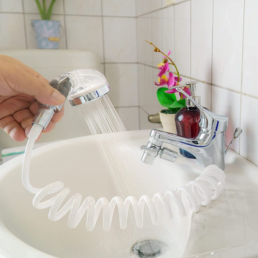 Doccetta per rubinetto lavandino portatile con tubo telescopico 1m e supporto