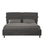 Letto imbottito Matrimoniale 160x210 cm Nandy - Con rete,Microfibra,Grigio