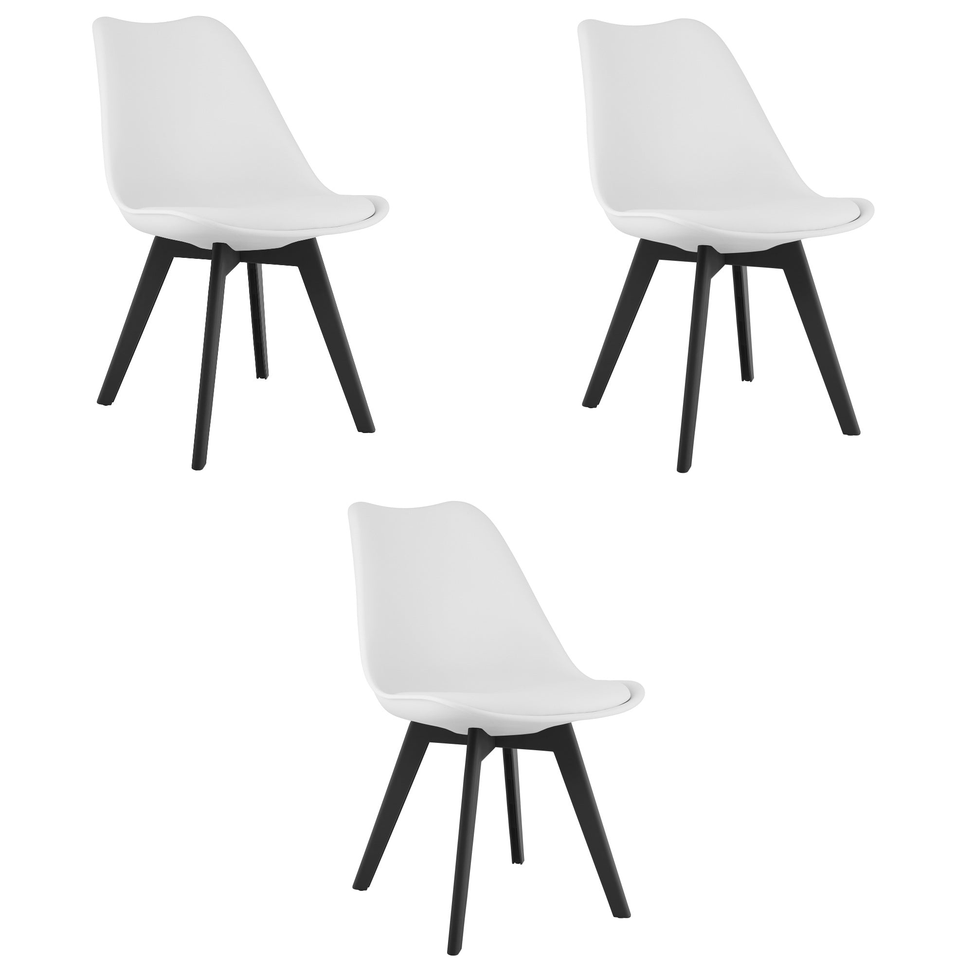 Sedia VALORA RIXK - Design ergonomico, bianca con gambe nere x 3