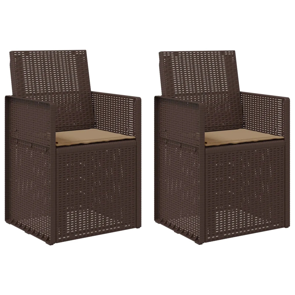 Sedie da pranzo da giardino 2 pcs Marrone e Tortora PP