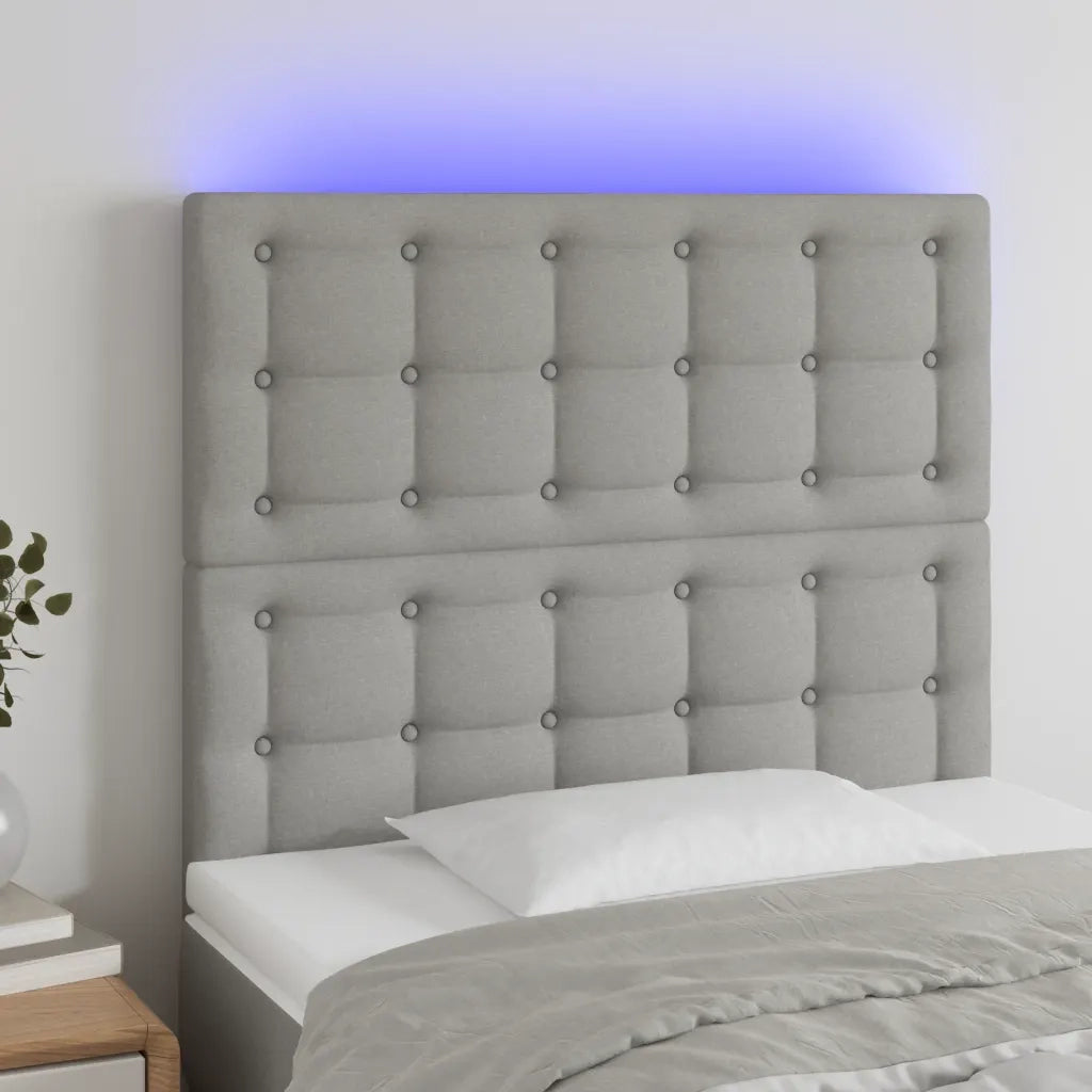 Testiera a LED Grigio Chiaro 80x5x118/128 cm in Tessuto 3122832