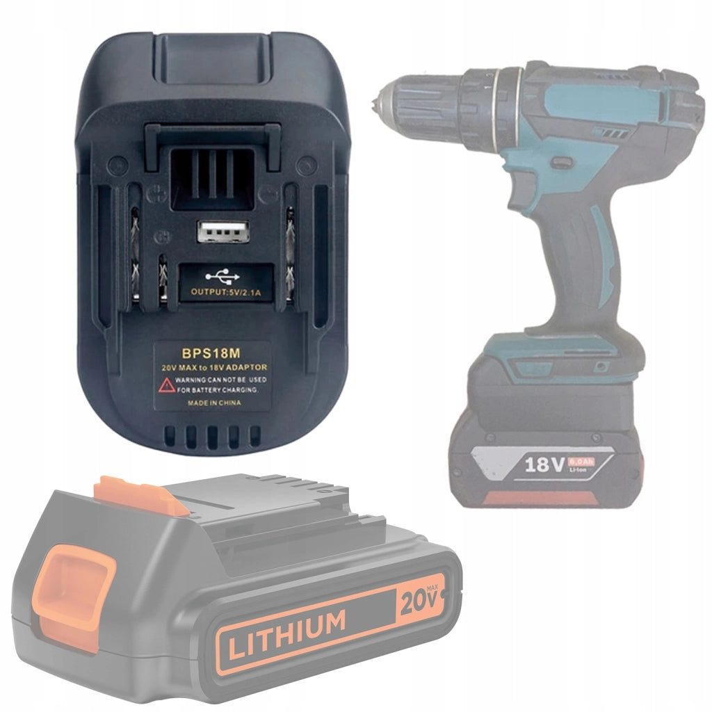 Adattatore Batteria 18V compatibile con Black&Decker, Stanley, Porter Cable per Utensili Makita – Modello BPS18M