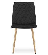 Sedia VALORA TURIN - Elegante sedia da pranzo imbottita in velluto nero x 3