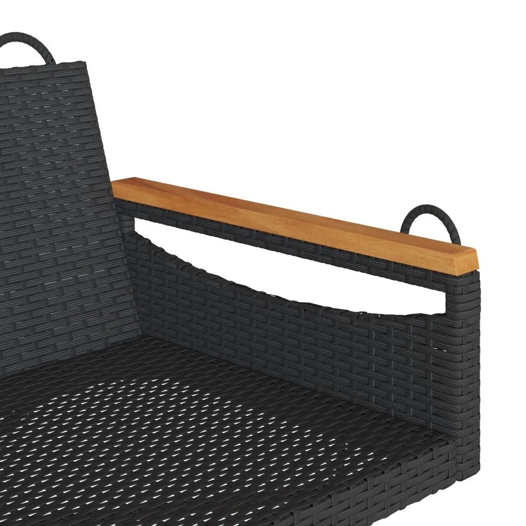 Panca da Giardino | Panchina Dondolo Nera 109x62x40 cm in Polyrattan