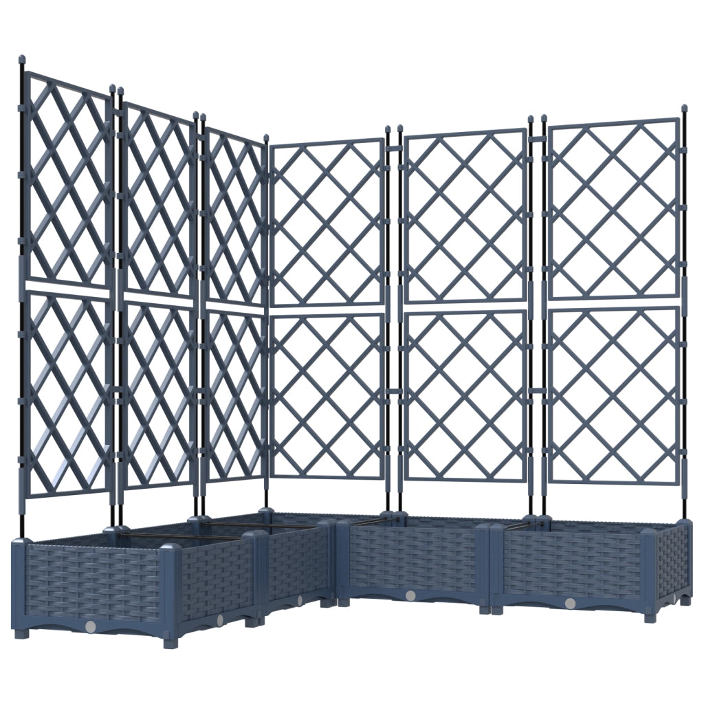Vaso da Giardino con Trellis 5 pz Grigio 120x120x125.5 cm