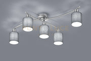 GARDA PLAFONIERA 5 DIFFUSORI IN TESSUTO GRIGIO L. 75CM + 44,2CM ATTACCO E14
