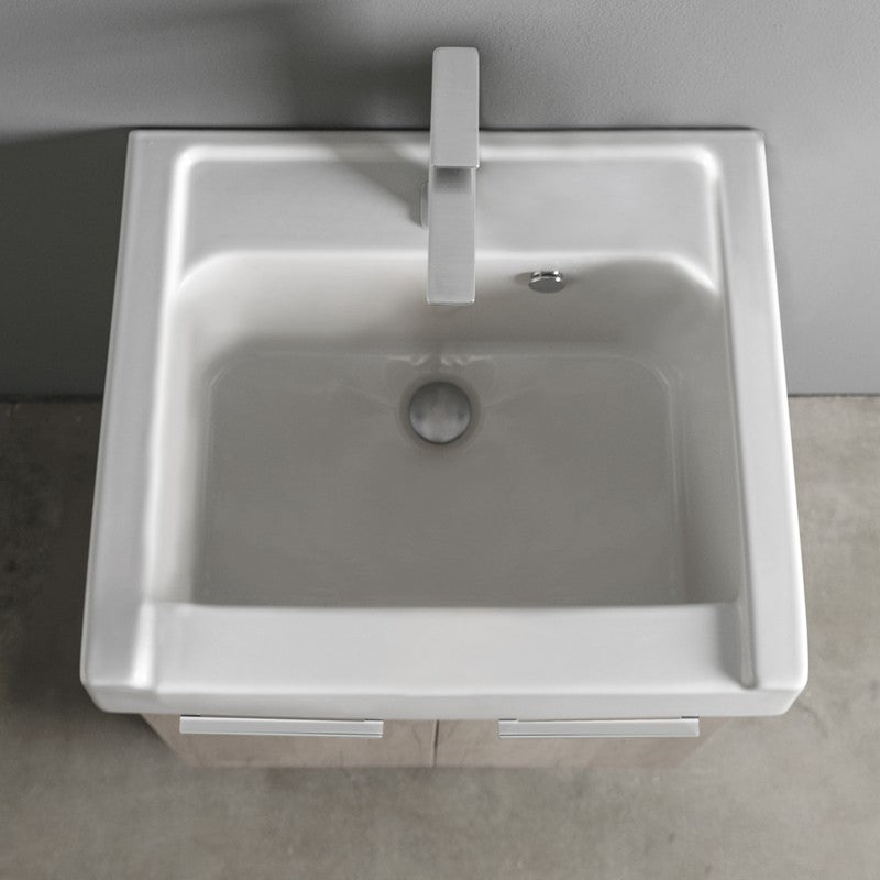Mobile lavatoio con lavabo in ceramica 1 anta olmo 50x50