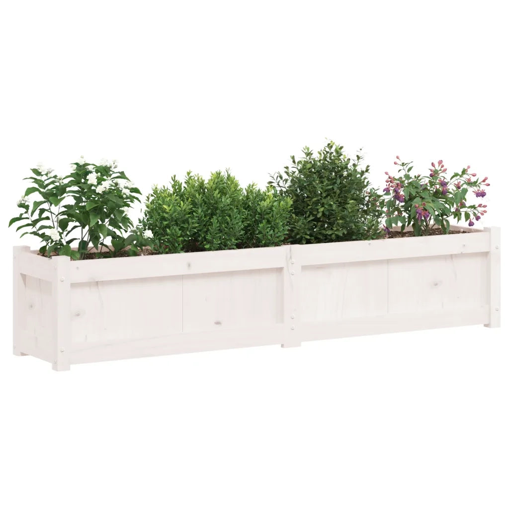 Fioriera da Giardino Bianca 150x31x31 cm Legno Massello di Pino 837476