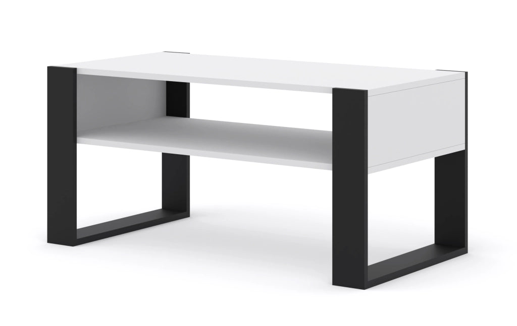 MOBILE TAVOLINO DA CAFFE'  PIANO PC 2 PIANI BIANCO OPACO 100x53.20x47.50cm MONDI