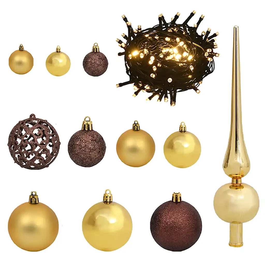 Set Albero Natale Artificiale a Metà LED Palline Bianco 210cm 3077485