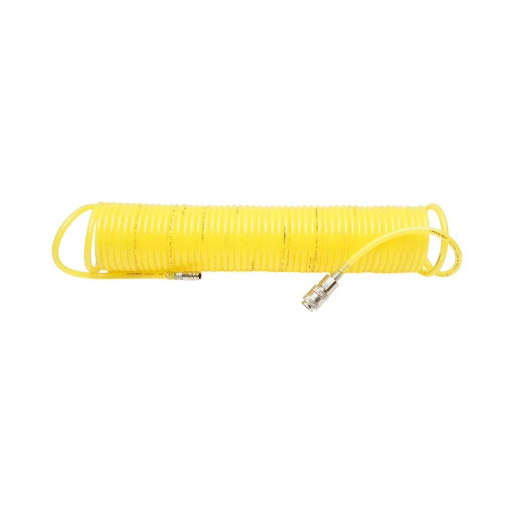 Tubo flessibile per aria compressa a spirale 15m, Ø 5mm, attacco rapido 1/4 Crownman
