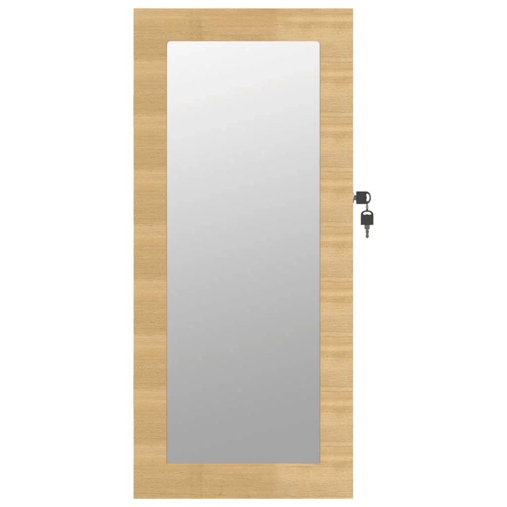 Mobiletto portagioielli organizer per camera da letto spogliatoio bagno con specchio da parete 30 x 8,5 x 67 cm marrone 02_0022825