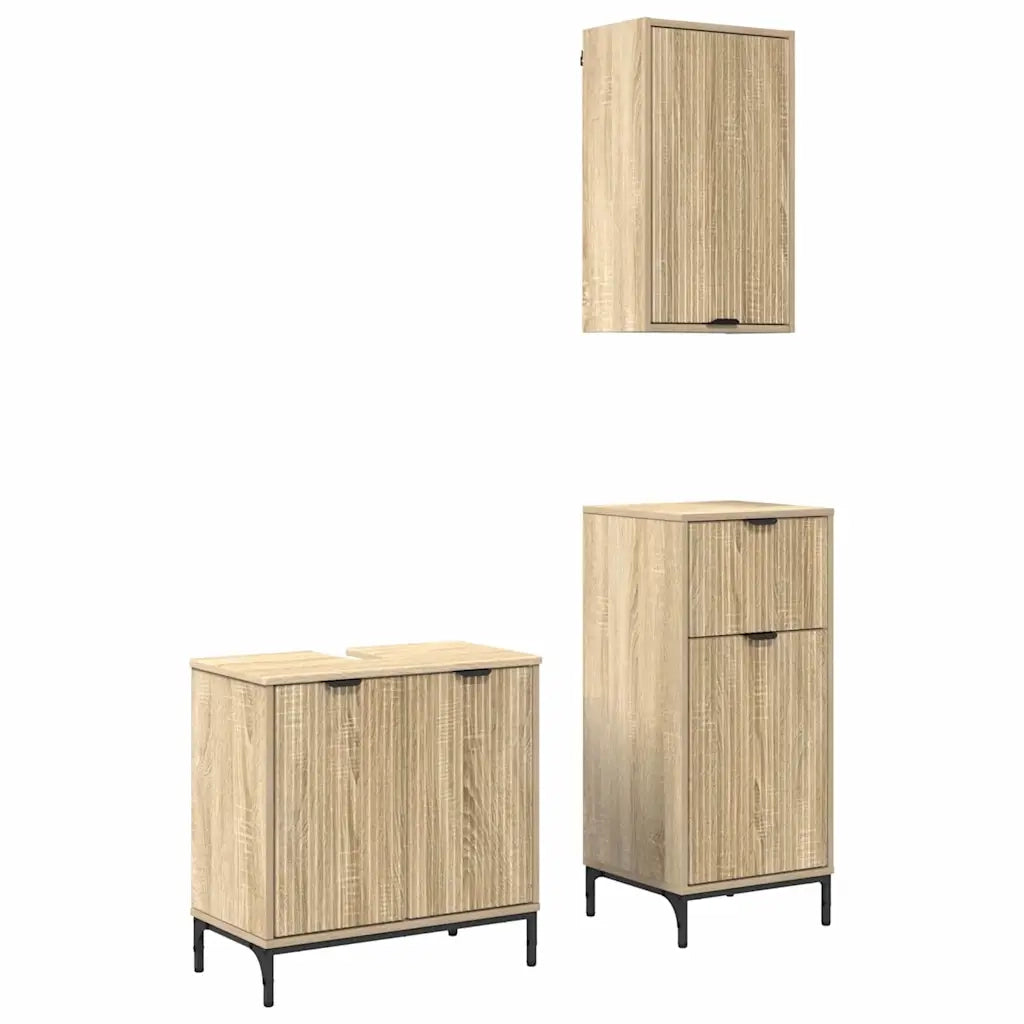 Set di mobili per il bagno con cassetto 3 pcs rovere sonoma