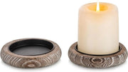 Supporto candelaio in legno bianco calcestruzzo - set da 2