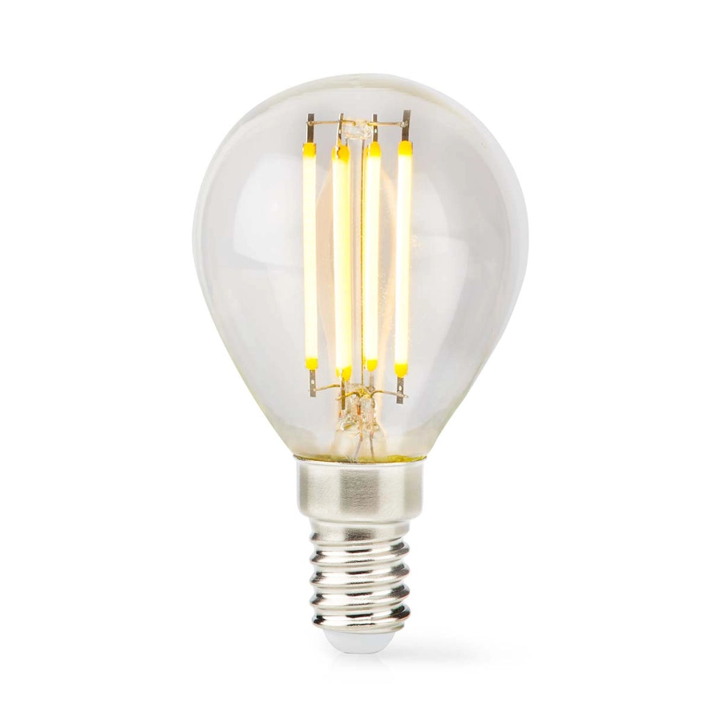 Lampadina LED E14 stile retrò G45 a risparmio energetico da 4,5W Trasparente Nedis