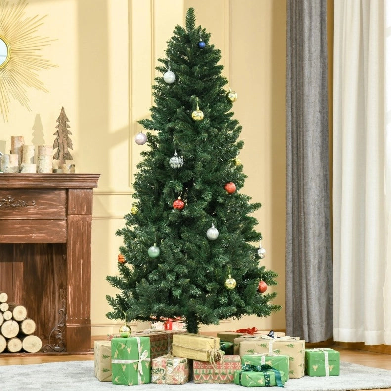 Albero di Natale artificiale ULEVR 180 cm con 724 rami e base in acciaio, verde