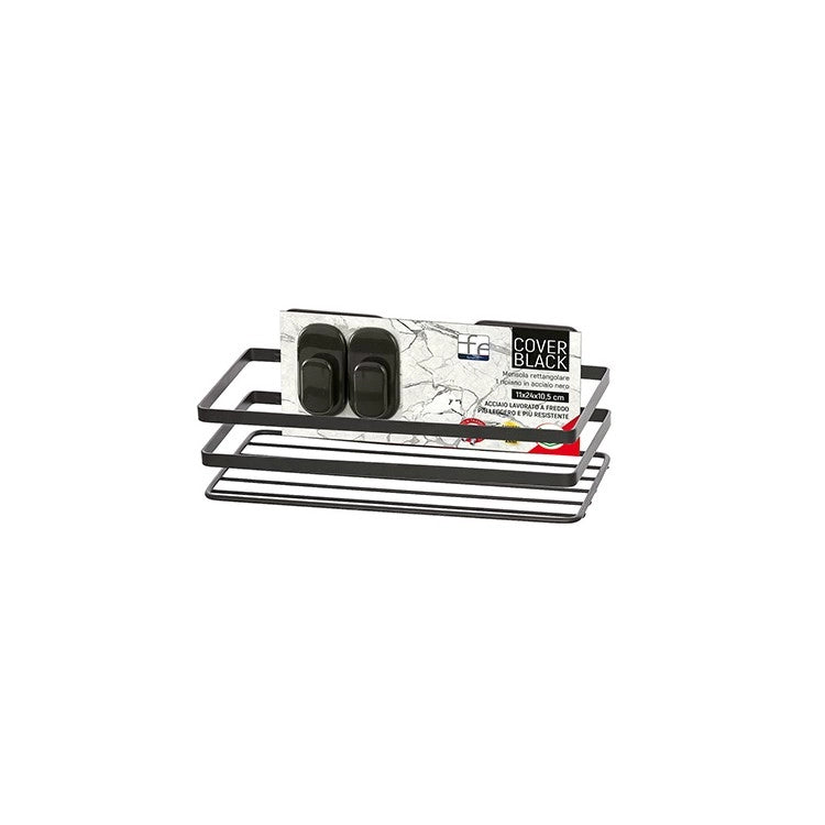 Mensola doccia rettangolare 1 ripiano in acciaio nero opaco Linea Cover Black Feridras