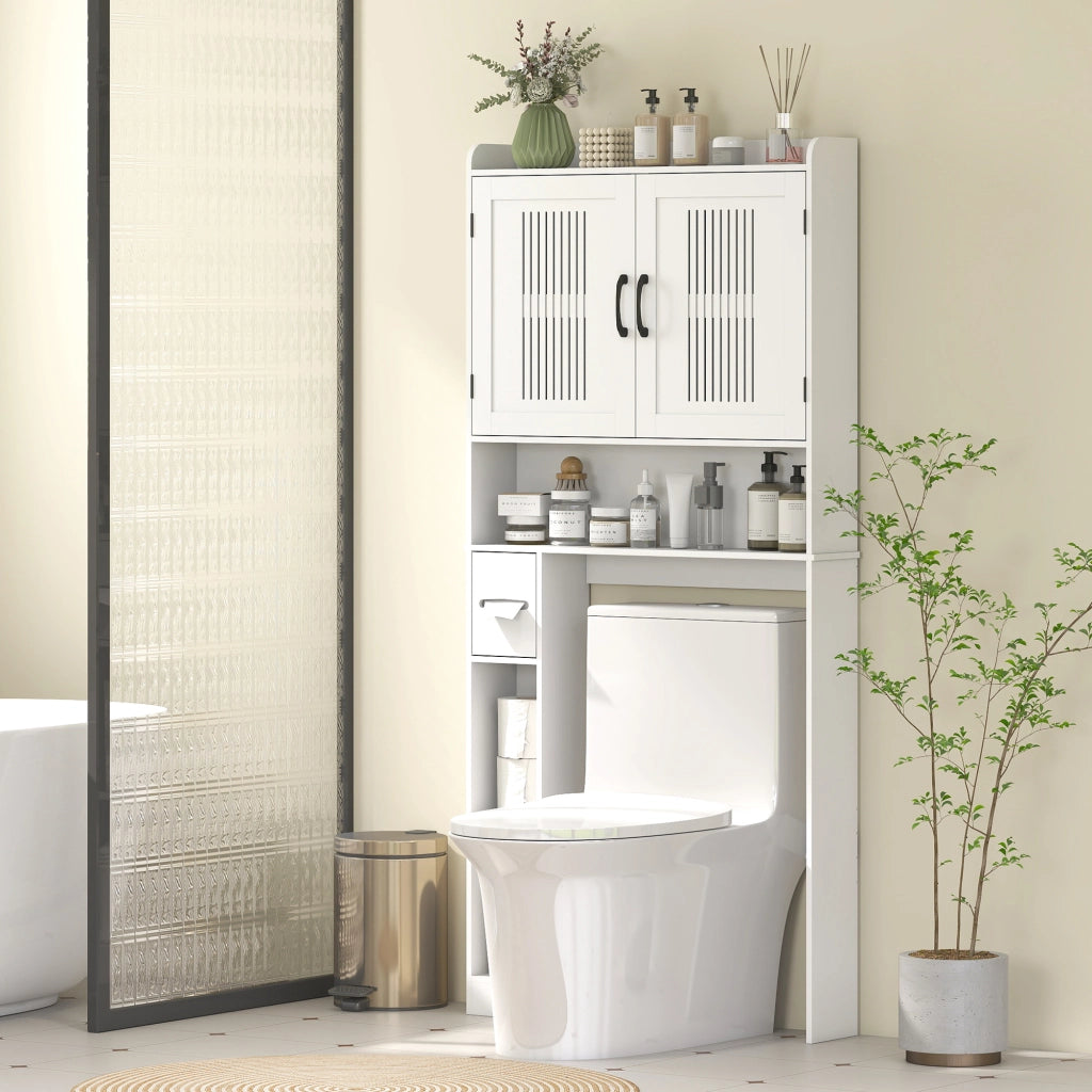 Mobiletto Sospeso per Bagno con 2 Ante e Ripiano Regolabile ¨C Zephmum ¨C Bianco 60x30x30