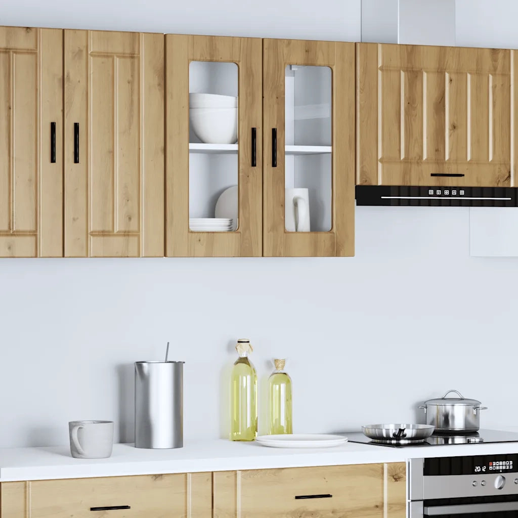 vidaXL Pensile da Cucina con Porta in Vetro Porto Rovere Artigianale