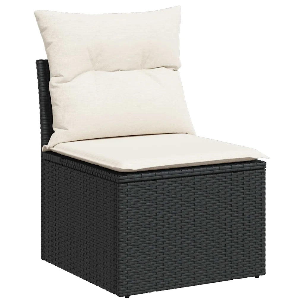Set Divano da Giardino 6 pz con Cuscini Nero in Polyrattan
