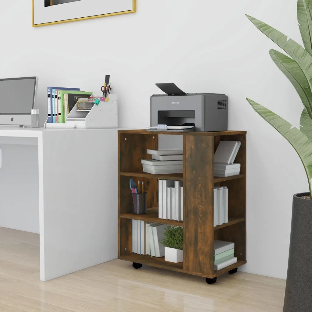Armadietto con Ruote Rovere Fumo 60x35x75 cm Legno Multistrato 815966